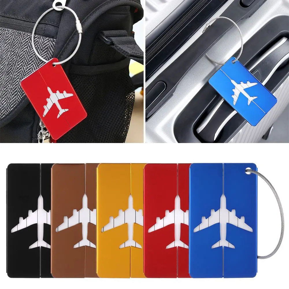 

Loop Stainless Steel Metal Suitcase Baggage Aluminium Suitcase Labels Bag Tag Labels with Ropes Travel Luggage Tags