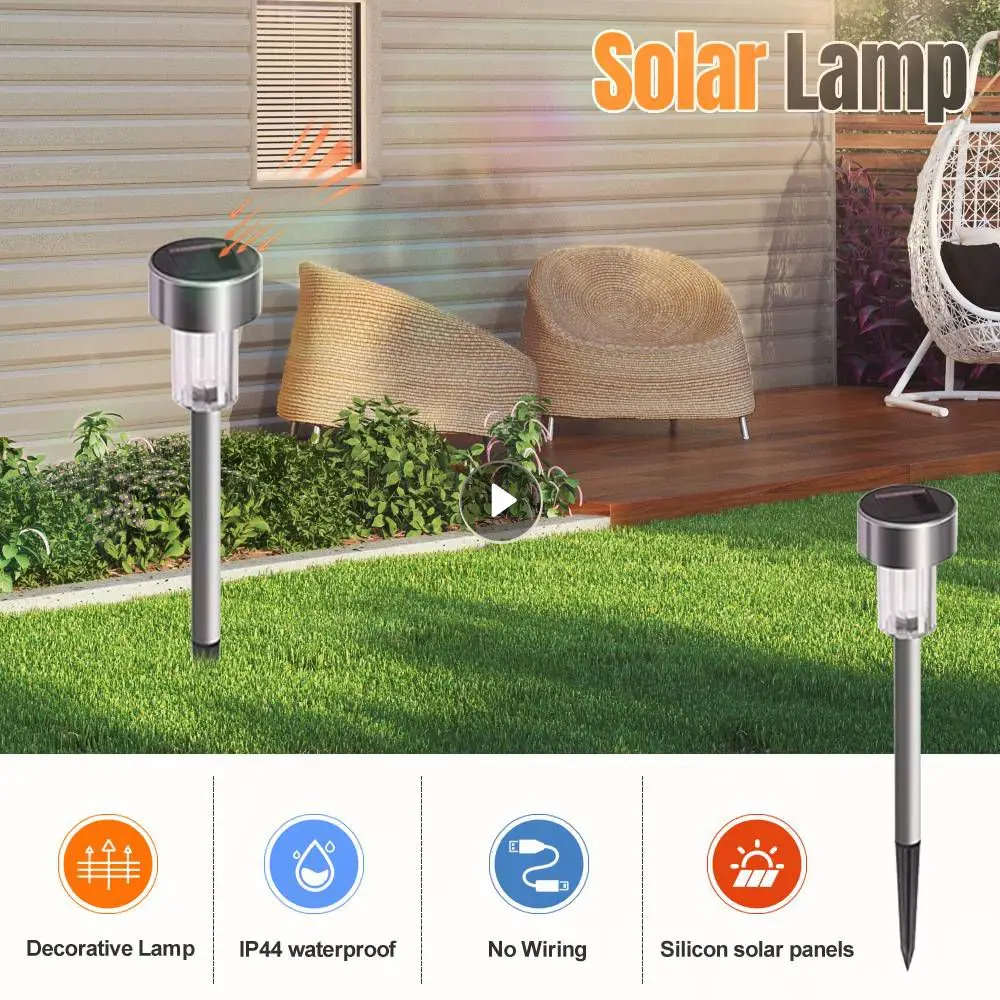 

Solar Lawn Floor Lamp 1.2v40mah Automatically Outdoor Walkway Lighting Garden Decorative Light Lawn Floor Lamp Stainless Steel