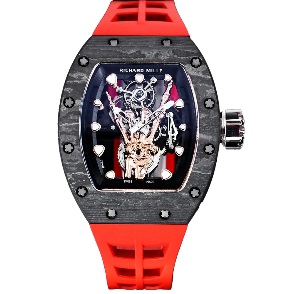 

Высококачественные мужские часы, изысканные модные наручные часы с ажурным циферблатом, Классические Автоматические механические часы