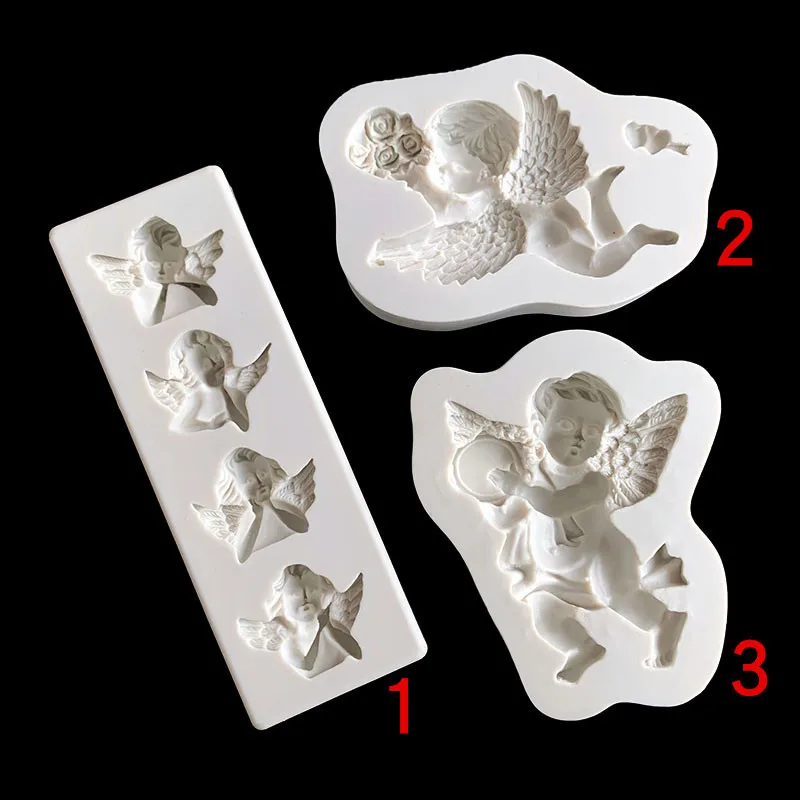 Bridal Bouquet Drumming Angel Cake Decoration DIY Chin Support Shape Chocolate Plaster Mold 15-849