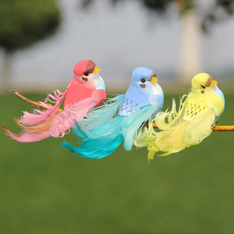 

1Pc Random Simulation Feather Foam colorful bird Garden Bird lawn Prop Decoration Miniatures