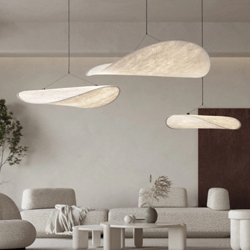 Скандинавская Минималистичная светодиодная люстра Wabi Sabi кулон с шелковыми