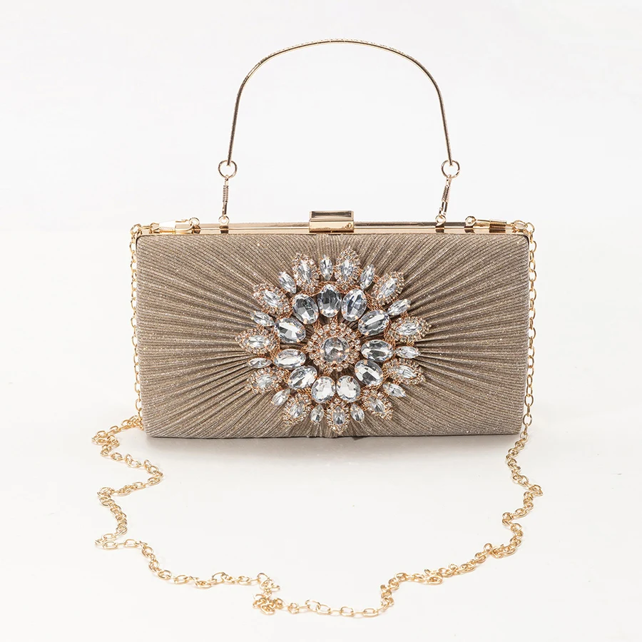 

Складная сумка в виде подсолнуха, женская вечерняя сумка на плечо, Свадебный Кошелек с бриллиантами, клатч, сумки через плечо с цепочкой