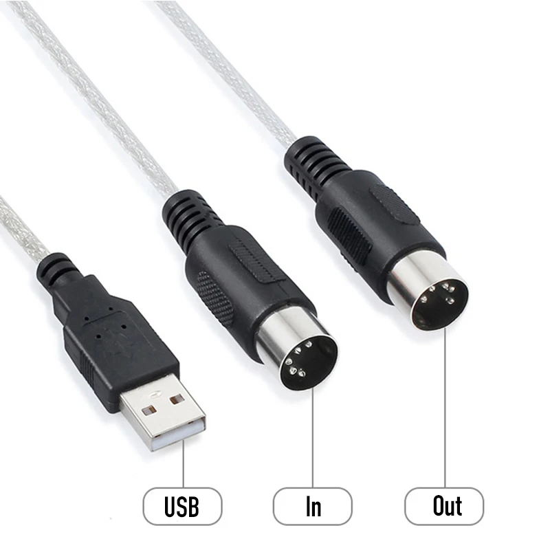 Фото Кабель-адаптер MIDI-USB (вход/выход) для электронных клавишных инструментов, 5-контактный, для передачи музыки на ПК, аксессуар для музыкальных инструментов №5