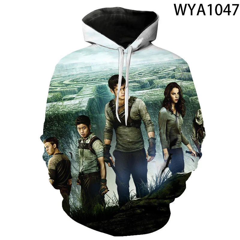 Толстовки с изображением бегущих в лабиринте для мужчин и женщин Детские