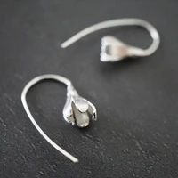 simple silver color lily flower earrings exquisite fashion dainty bud floral drop earrings for women 2022 jewelry