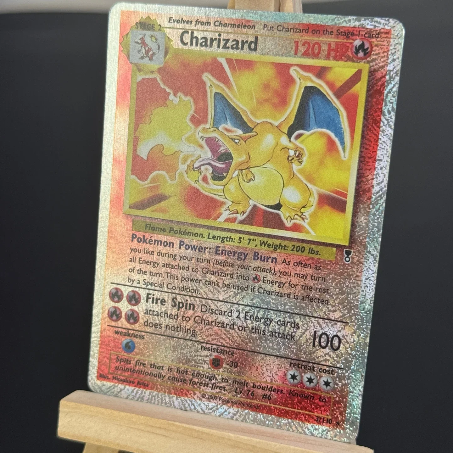 Фото Коллекционная карта TCG English Charizard, Легендарная коллекция 2002 года # 3 3/110 Реверсивная голографическая карта для самостоятельного изготовления прокси-карт №3