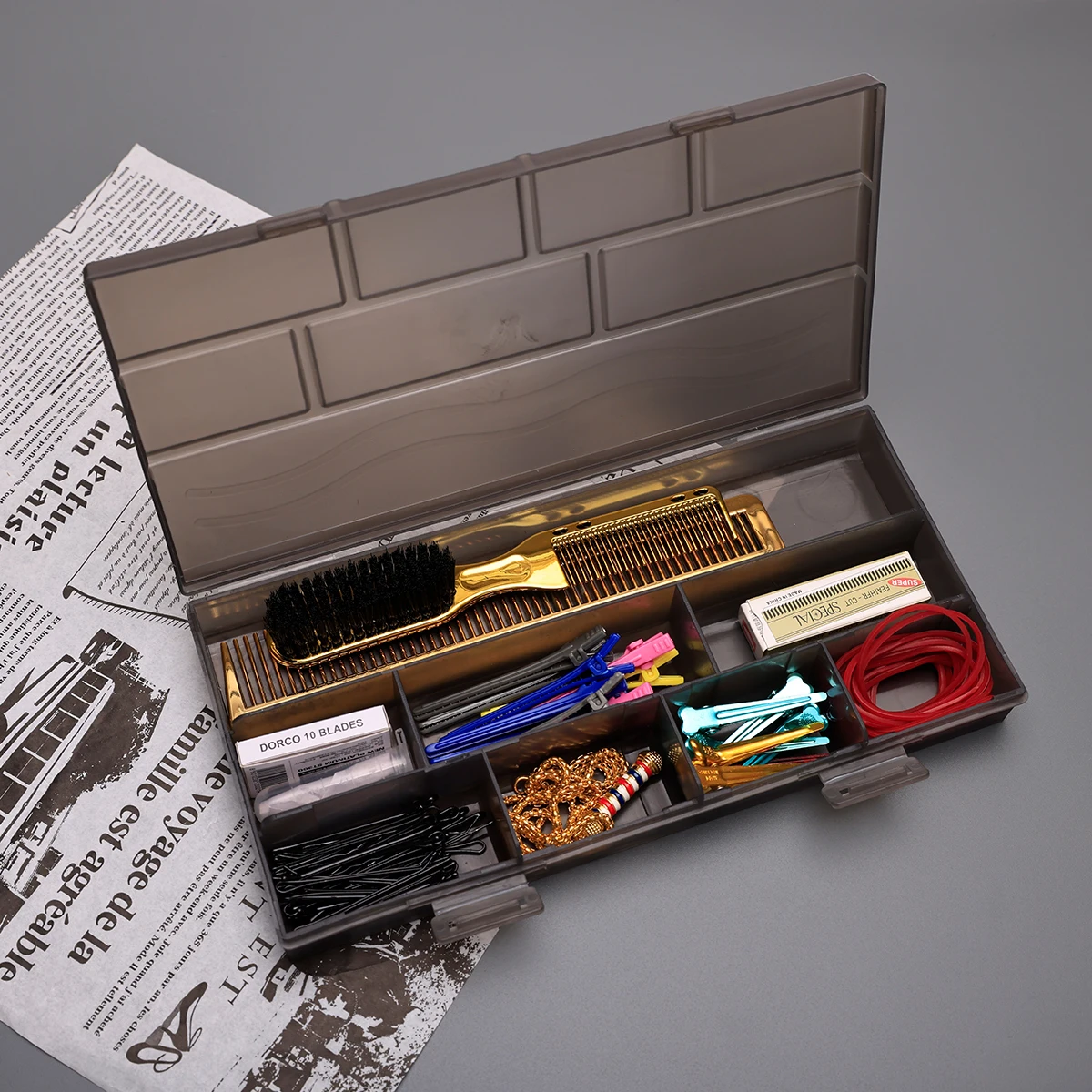 

Barbershop Tools Storage Box Hairclips Combs Storage Case Multi Grid Compartment Organizer Hairdressing Accessories Container