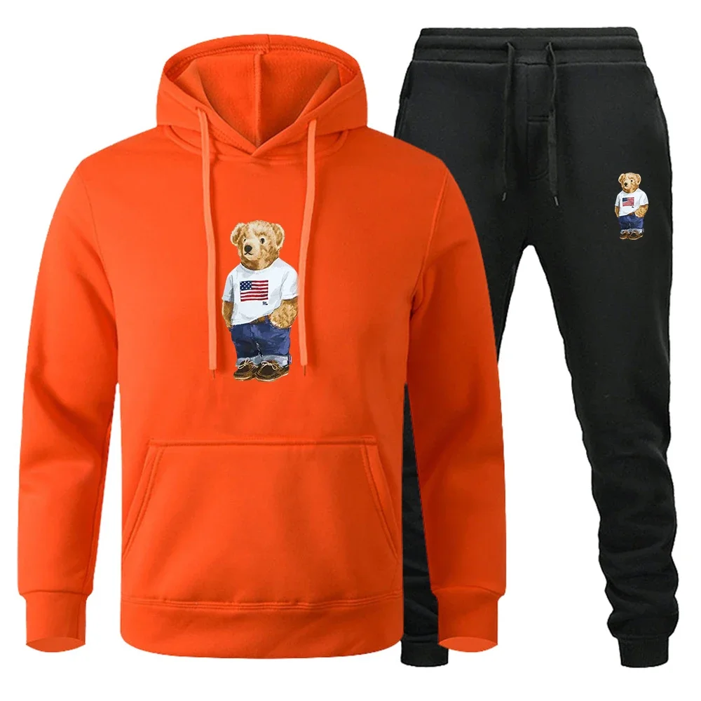 Genshi Мужская толстовка с принтом плюшевого мишки 2 комплекта