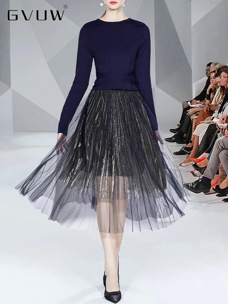 GVUW Повседневный комплект из 2 предметов женские вязаные топы с длинными рукавами