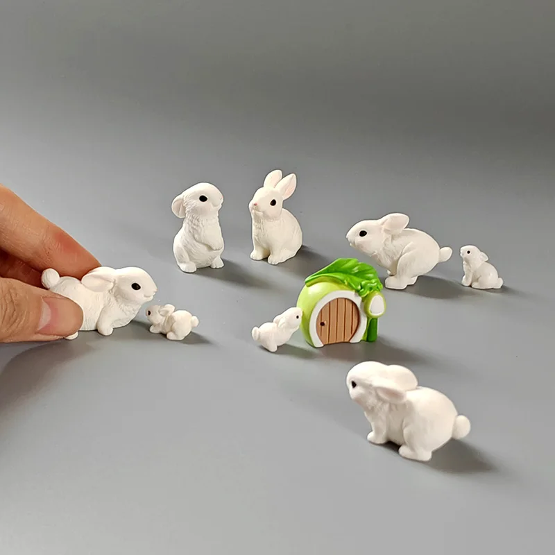 6-10 шт. семейный кролик домик капусты фигурка кролика домашний декор для рабочего
