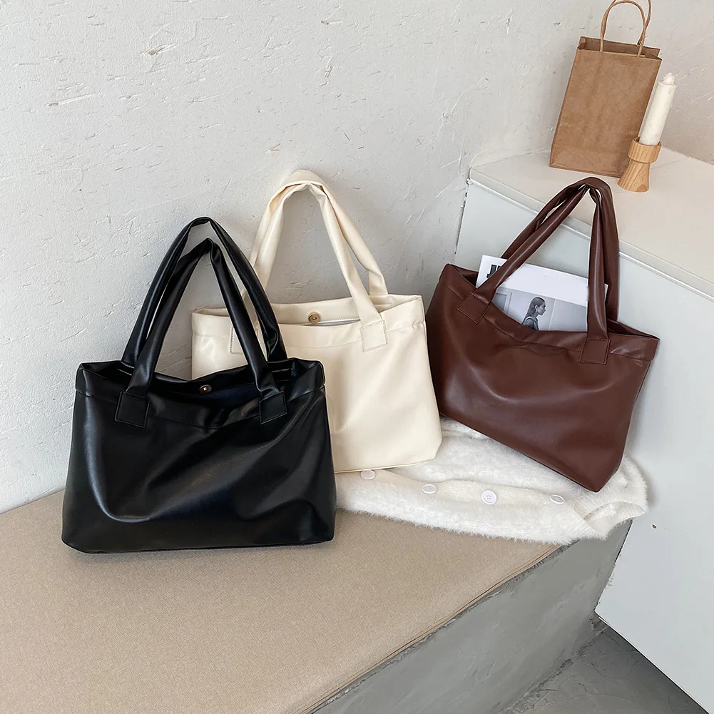 

Сумки через плечо из искусственной кожи, летние дамские сумочки на плечо, маленькие однотонные Женские Простые сумки-тоуты для женщин, трен...