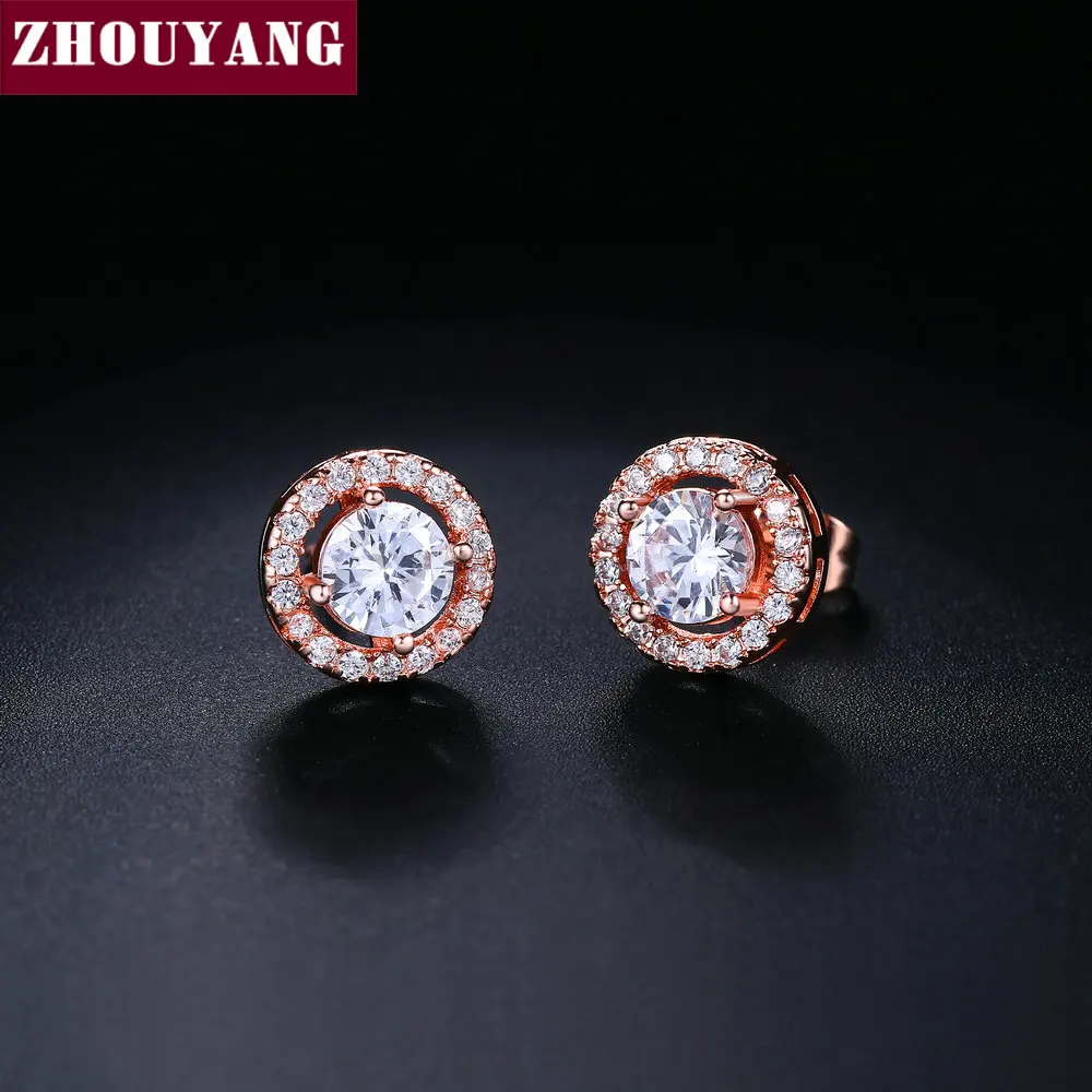 ZHOUYANG Свадебные Ювелирные наборы для женщин CZ обручальные серьги кольцо балкон