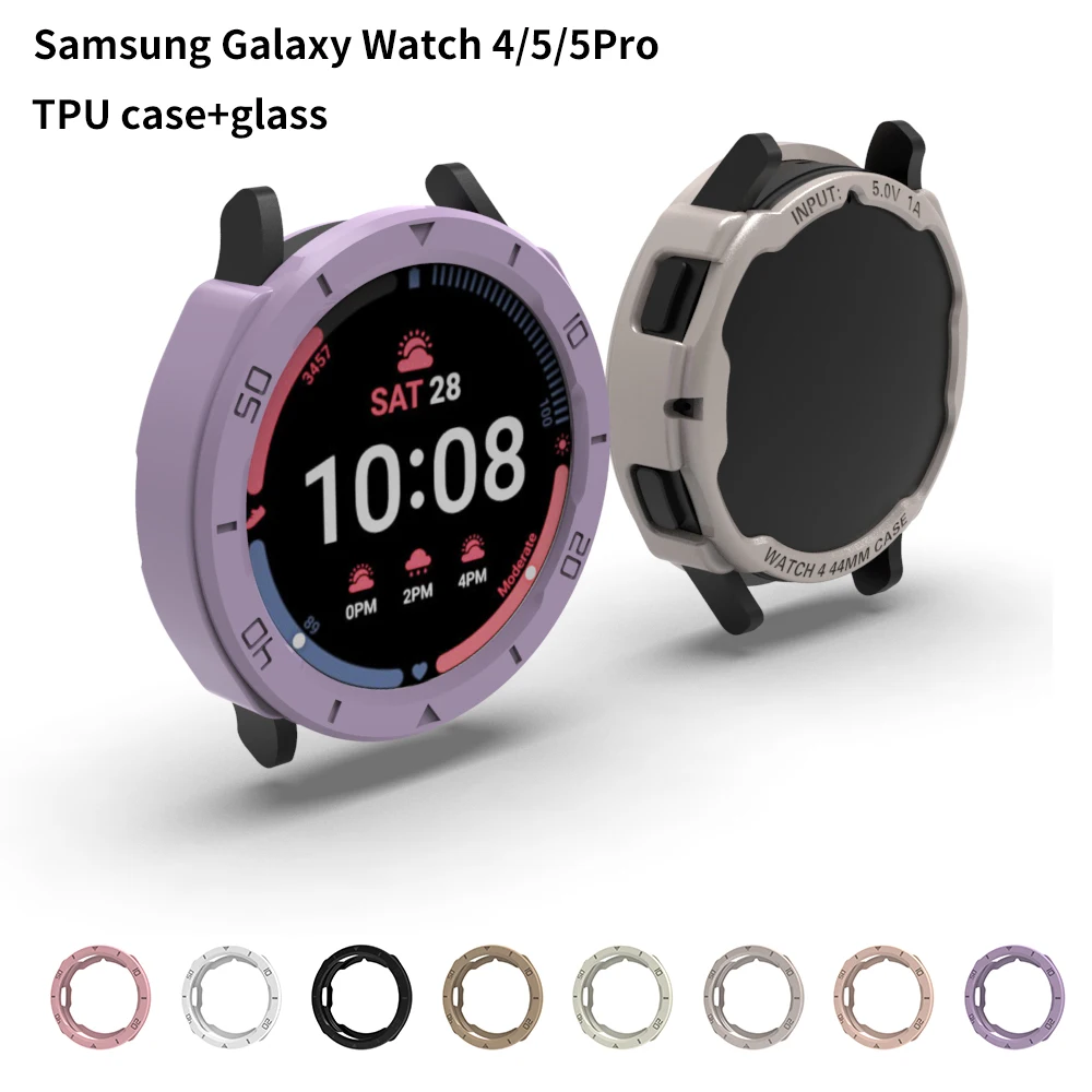 

Dial Bumper Cover For Samsung Galaxy Watch 4 5 5Pro Pro 44mm 40mm 45mm Accessories Screen Protector Protective TPU Shell Case