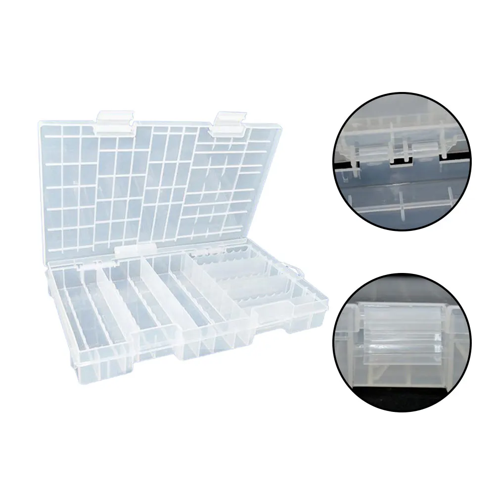 

Plastic Storage Box Battery Holder Tools Storage Case Dustproof Organizer Transparent Organizer Case Holder Craft Organizer