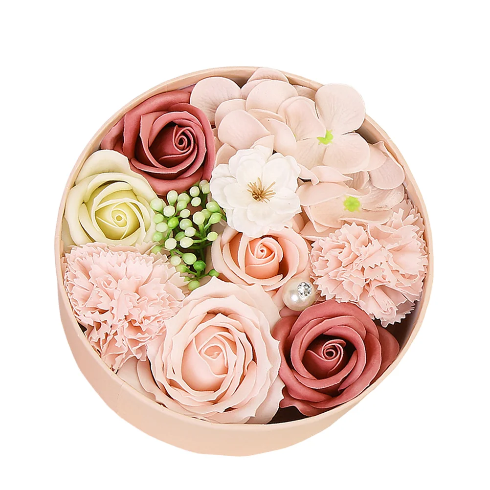

Flower Gift Box Scented Artificial Rose Bouquet with Small Round Box for Anniversary Wedding Valentines Day Birthday Christmas