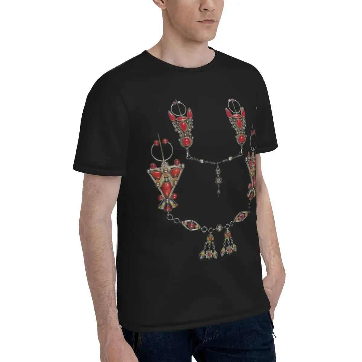 Фото Мужская футболка Z Imazighen Kabyle Jewelry Amazigh Berber в этническом стиле, хлопковая, с коротким рукавом, круглым вырезом, летняя одежда, топы №2