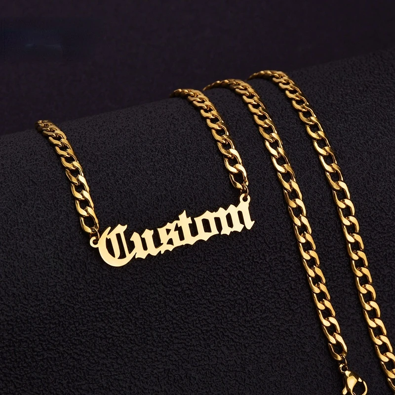 

Personalized Customized Name Necklace Pendant Gold Color 5mm NK Chain Custom Nameplate Necklaces for Women Men Handmade Gifts