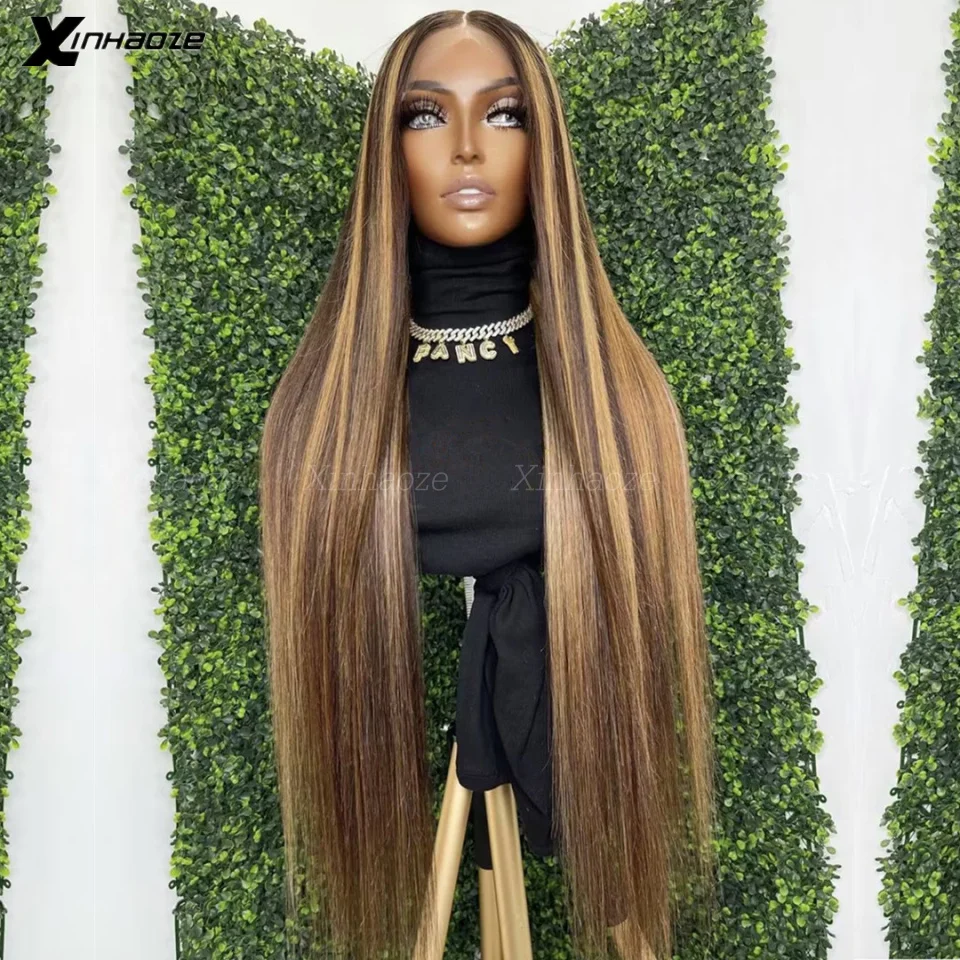 

Highlight Honey Blonde Transparent 13x6 Lace Frontal Wigs Remy Brazilian Bone Straight 5x5 Silk Top Lace Front Human Hair Wigs