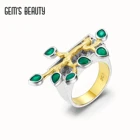 Женское кольцо из серебра 925 пробы с натуральным зелёным агатом