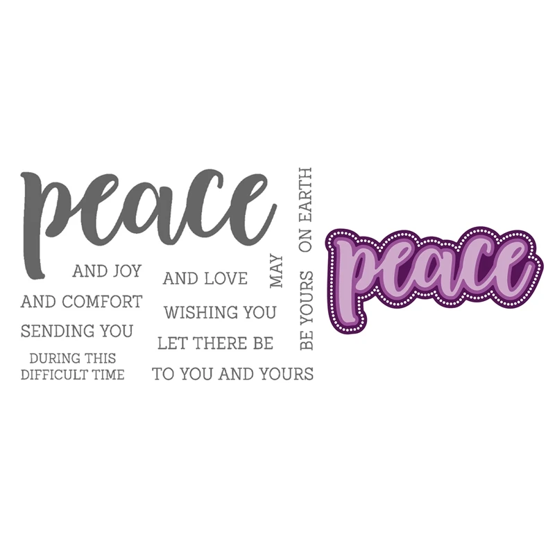 

HonB Christmas Buzzword Peace Clear Stamps for New 2021 Scrapbooking Paper Making Frame Craft Supplies Card Cutting Dies