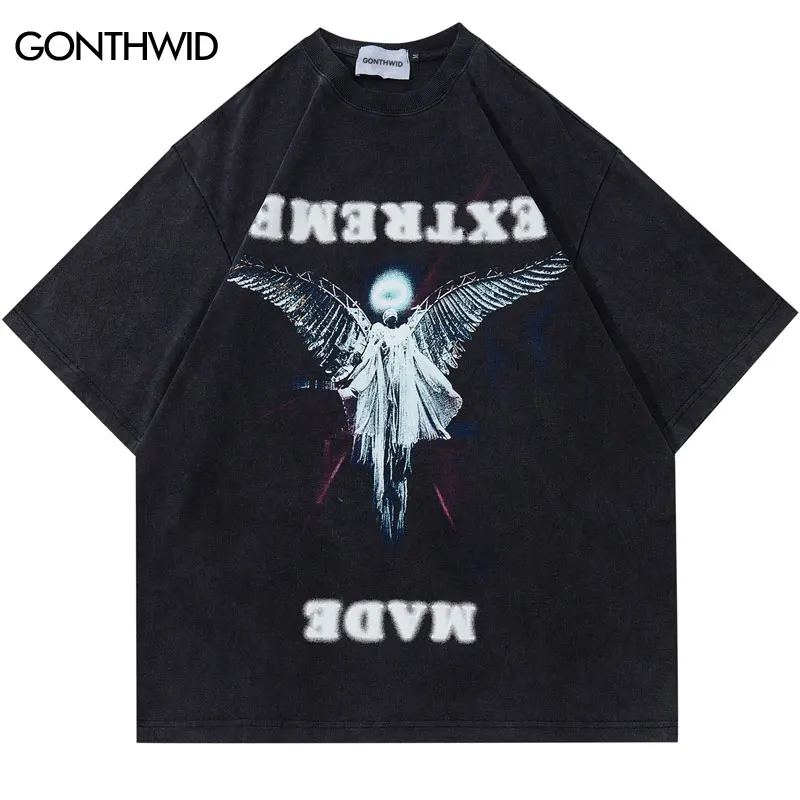 

Harajuku Gothic Streetwear Punk Washed T Shirt 2023 Vintage Graphic Print Oversize Tshirt Fashion Casual Loose Tee Tops Shirts