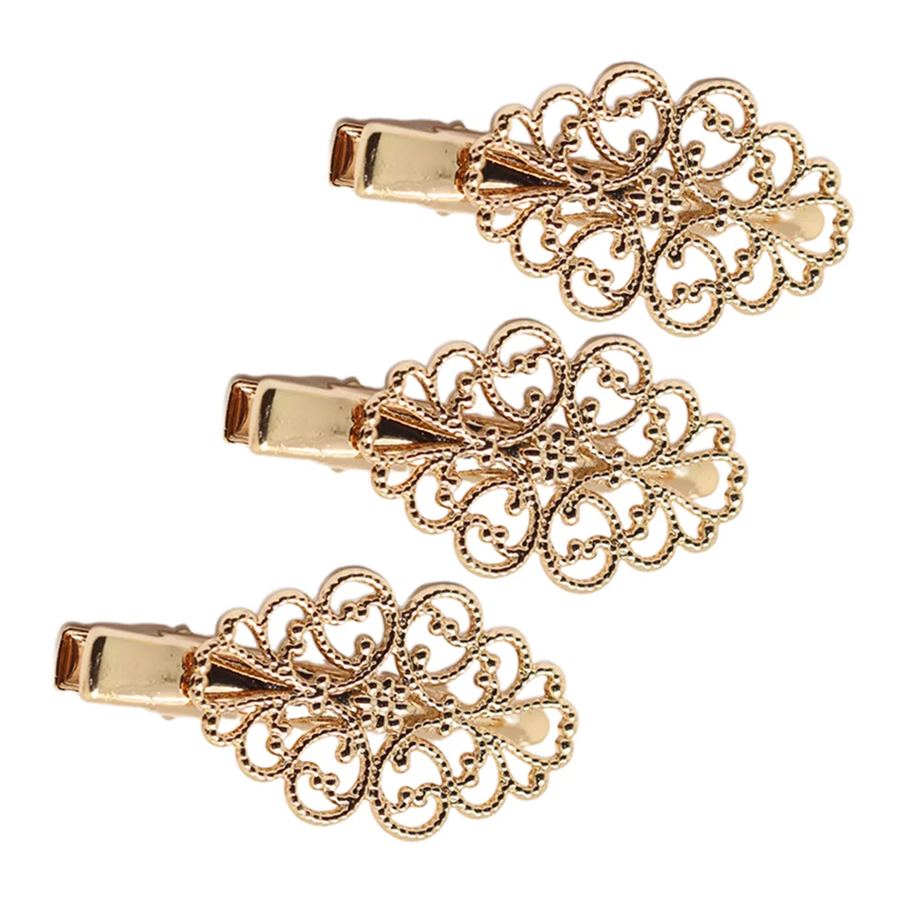 

3PCS Retro Hair Clips Brass Hollow Vintage Barrettes Hair Clips for Girls