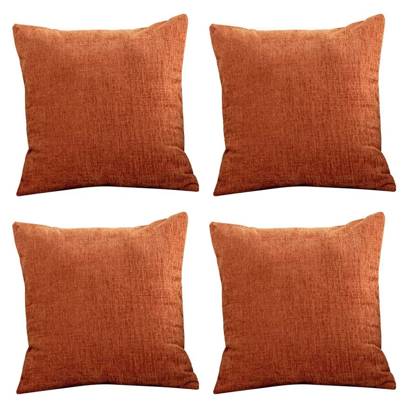 

Burnt Orange Pillow Covers 18X18 Inch Set Of 4 Modern Farmhouse Rustic Decorative Throw Pillow Cover Square Cushion Case