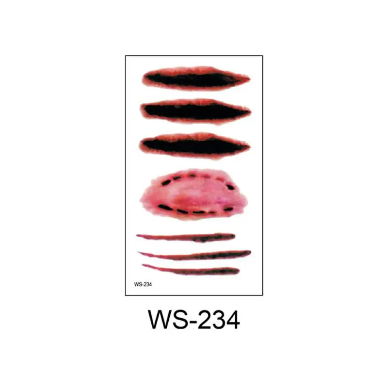 Фото Halloween Horror Wound Stickers Blood Injury Fake Scab Scar Scary Temporary Scar Tattoos Stickers Holiday DIY Party Decorations №5
