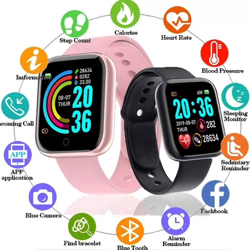 

Спортивные Смарт-часы D20 для мужчин и женщин, подарок, Цифровые Смарт-часы, фитнес-трекер, наручные часы, браслет с тонометром, Android ios Y68