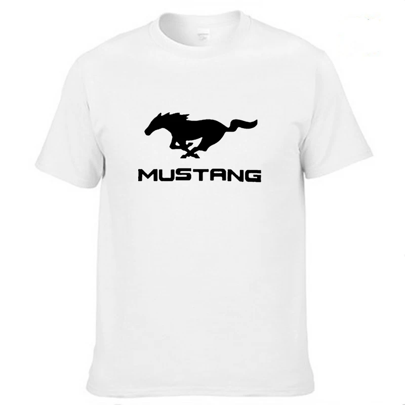 

Мужская хлопковая футболка с коротким рукавом, Однотонная футболка с принтом логотипа машины Mustang, с круглым вырезом, в стиле Харадзюку, лет...