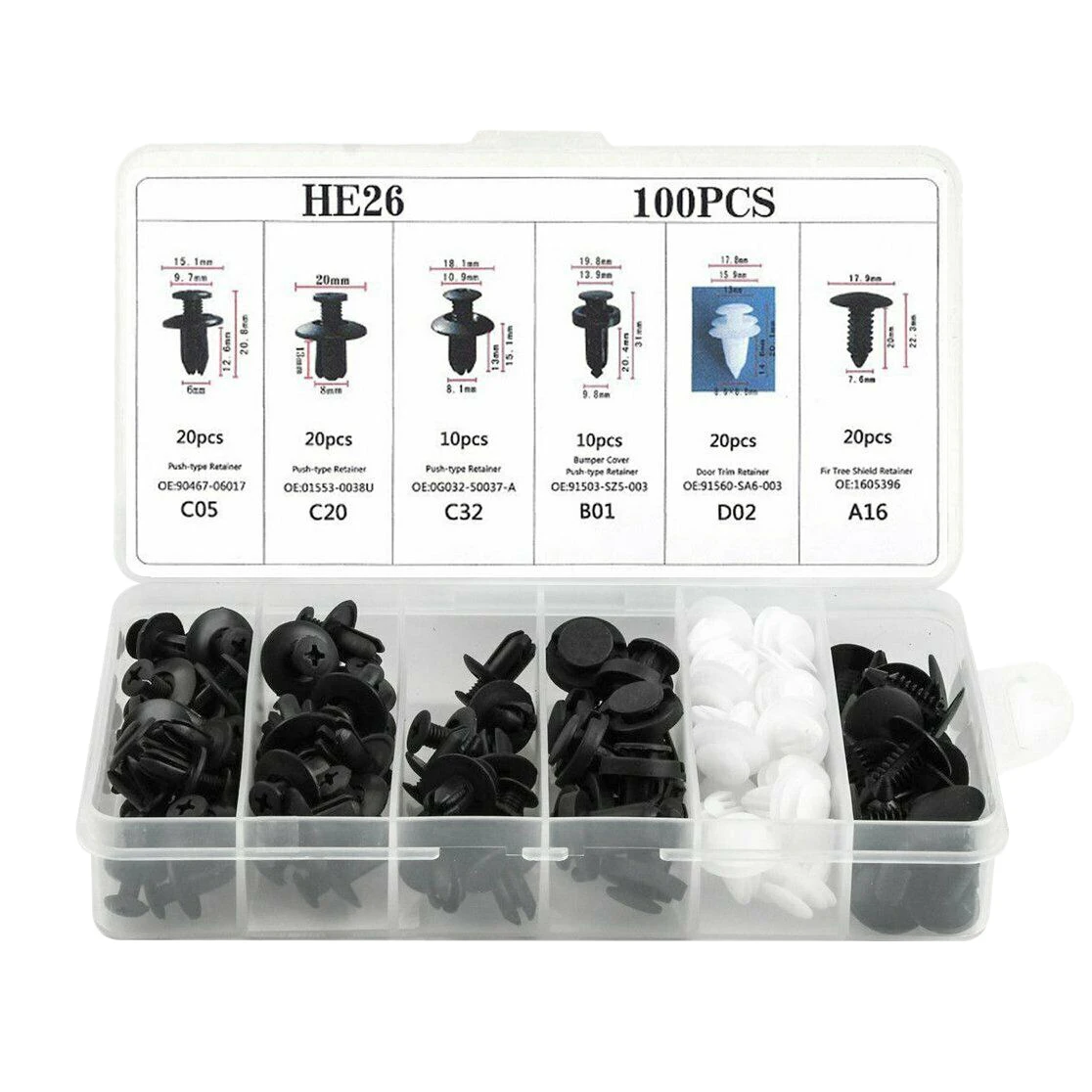 

100Pc Auto Car Liner Fastener Bumper Interior Trim Retainer Push Clip
