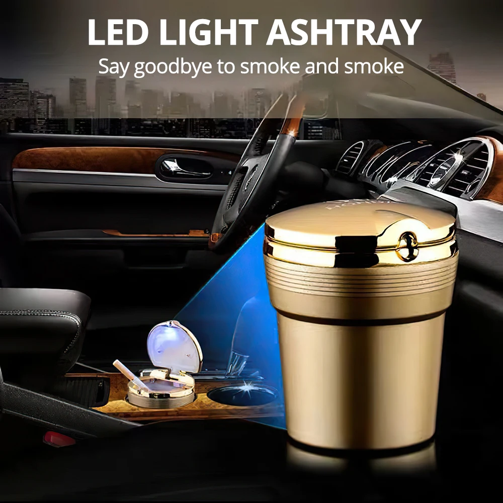 General Motors Ashtray With Led Light With Cover Creative Personality Covered Car Interior Multifunctional Vehicle Supplies New