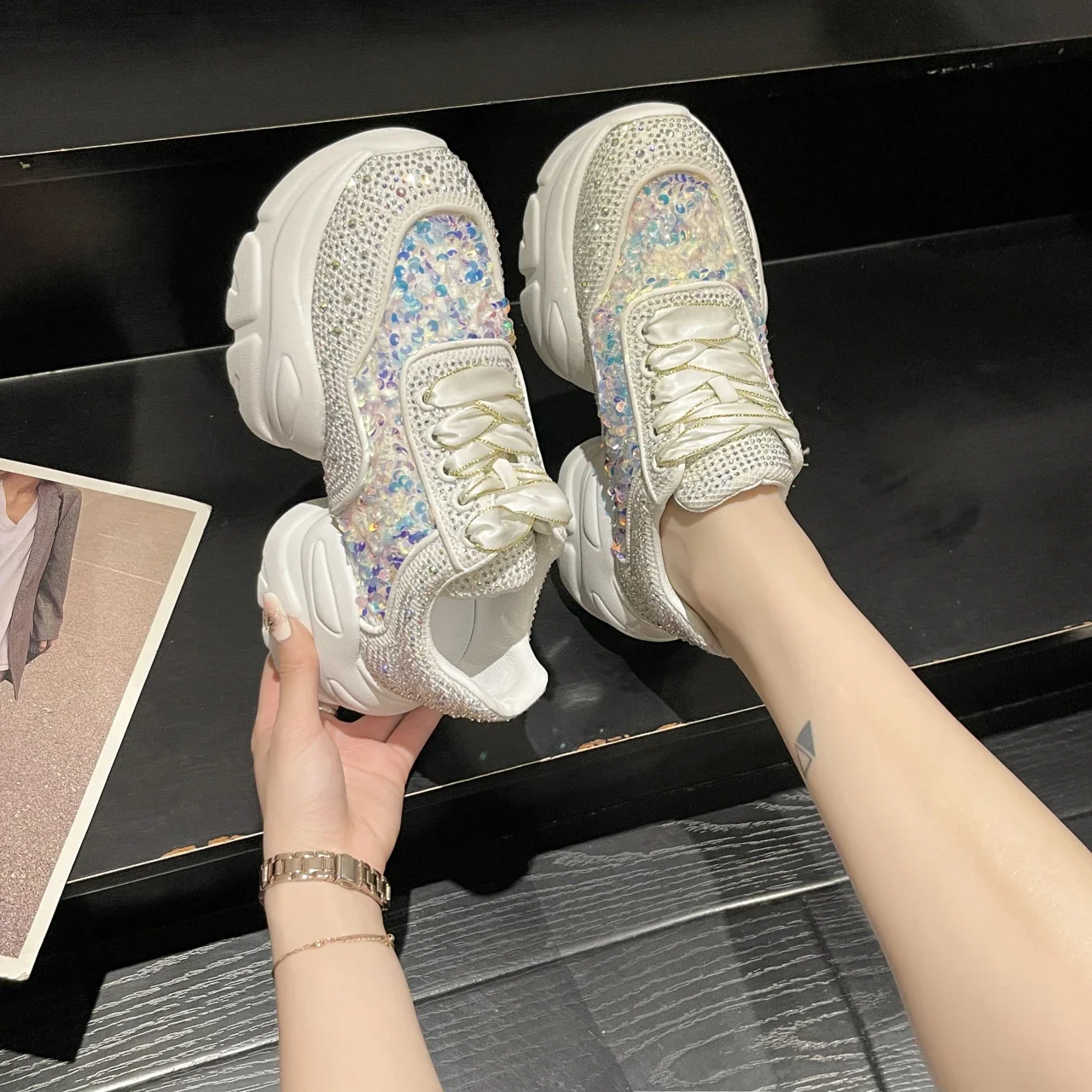 

Women Sneakers With Platform Korean Ladies Shoes Tennis Female Thick Sole Fashion Casual Roses Trainers 2024 Zapatos De Mujer