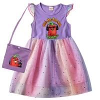 2022 newest merch edison pepper clothes baby girls princess dresses with small bag kids cartoon chili hot birthday party dress