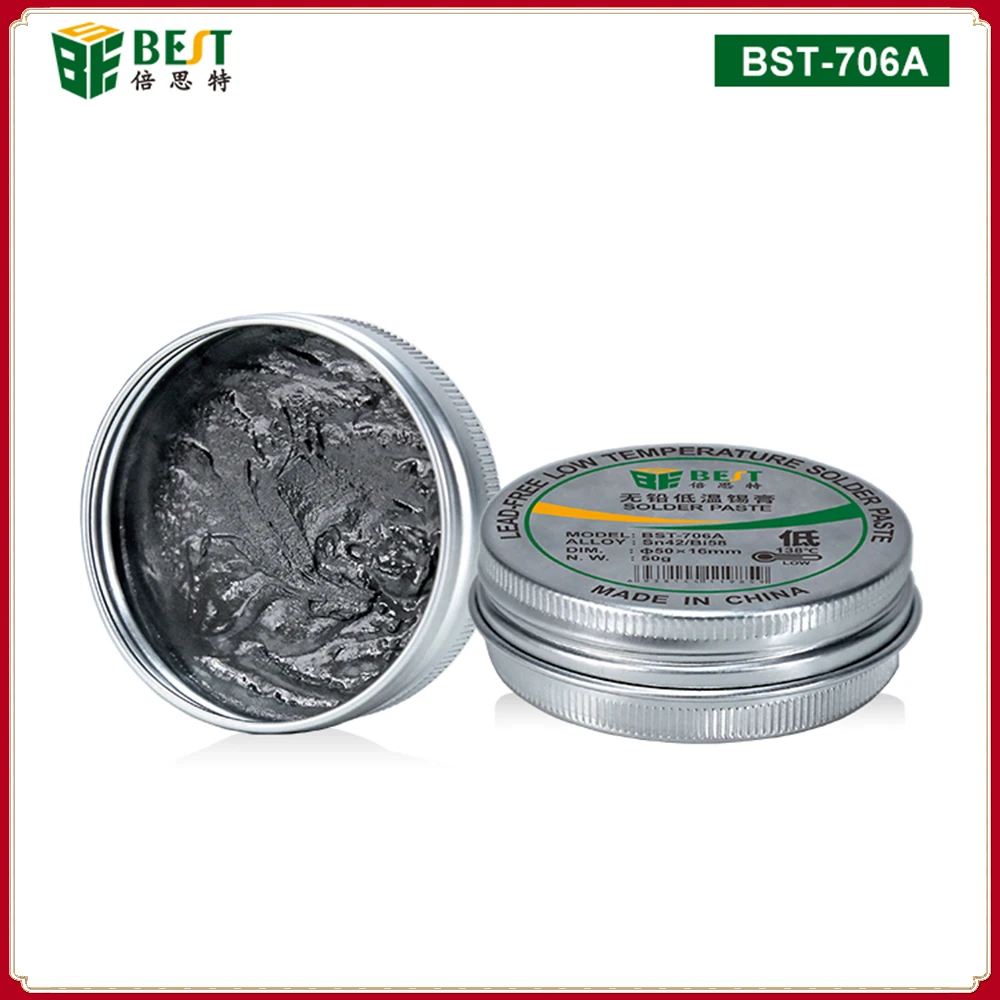 

Паяльная Оловянная паста 50 г, без свинца Sn42/Bi58, температура плавления 138 градусов, Сварочная лампа, восстанавливающая печатная плата, BGA ЦП, инструмент для переделки
