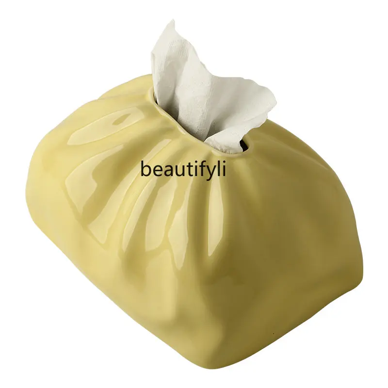 

yj Bag Pack Ceramic Tissue Box Decoration Modern Home Living Room Tissue Box