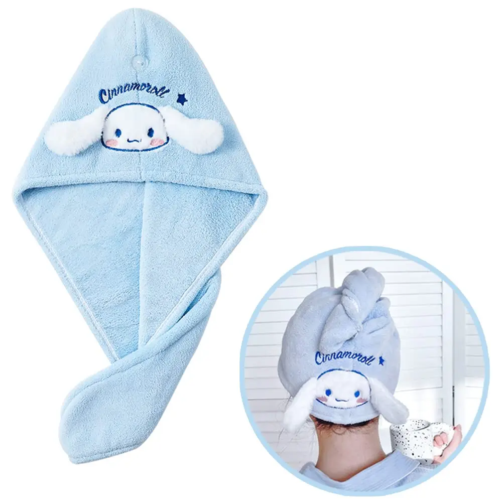 

Полотенце для волос Sanrio из микрофибры, супервпитывающая шапочка для душа, быстросохнущая, с длинными волосами, для женщин и девушек, аксессуары для ванны