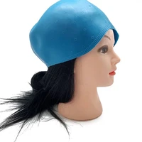 the new pro silicone dye hair cap with needle reusable hair color caps hat hair dyeing styling tool wholesale