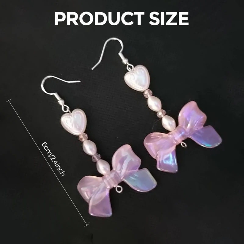 Прекрасные серьги-капли с клубничным бантом для свиданий и повседневной моды