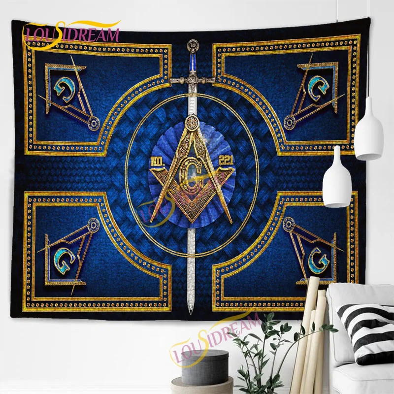 

Creative 3D Freemasonry Wall Art Psychedelic Tapestry Home Dorm Company freemasonry Hip Hop Bed Sofa Multi Size Cover Tapestry.