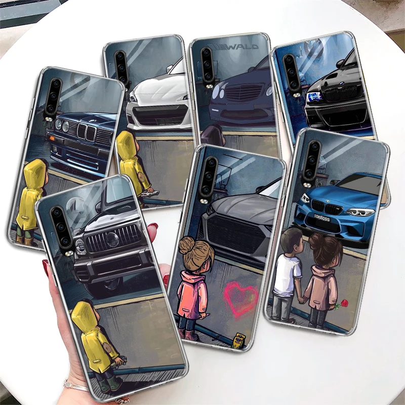 Boy See Sports Car Jdm Drift Coque Phone Case For P30 P40 Lite P20 P10 P50 Mate 20 30 40 10 Pro Luxury Pattern Customized Soft C
