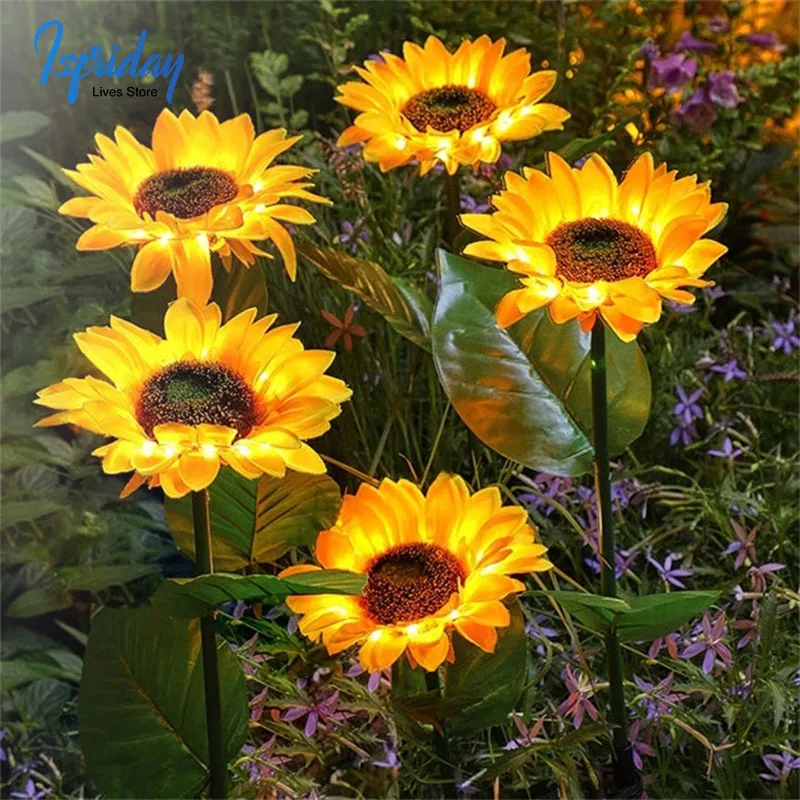 

LED Solar Sunflower Ground Lamp Outdoor Waterproof Garden Solar Sunflower Lawn Lamp Solar Lights For Holiday Garden Decoration