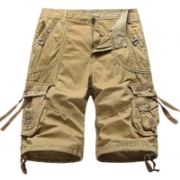 outdoor cargo shorts summer safari style cotton knee length pants men casual shorts solid color multi pocket cotton mens shorts