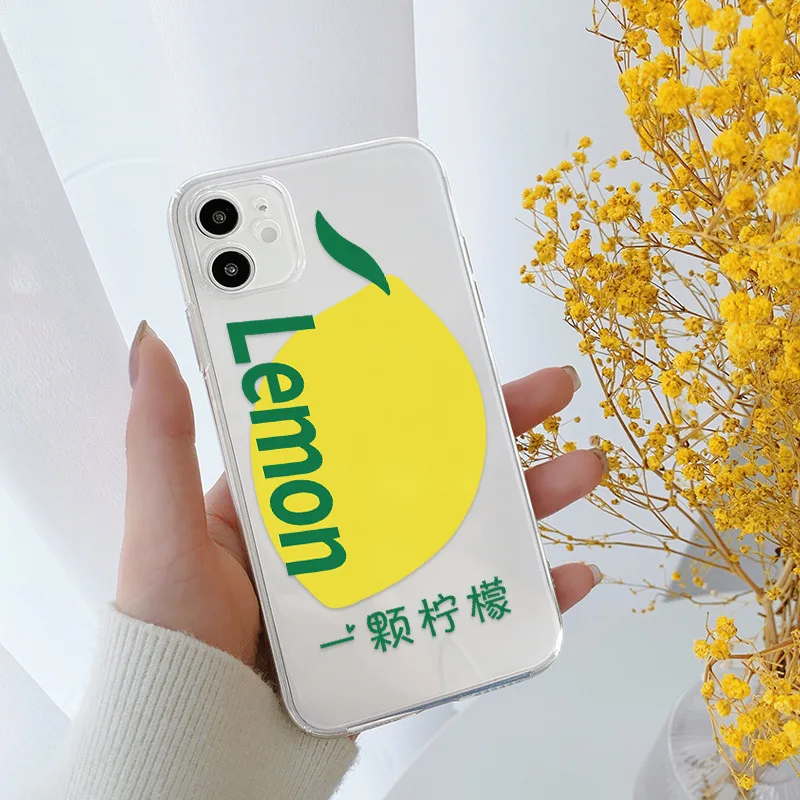 

Cute Simple Summer Lemon Fruit Clear Phone Case For iPhone 13 11 12 Pro Max X XR XS Max MINI 7 8 Plus Fashion Cartoon Soft Cover
