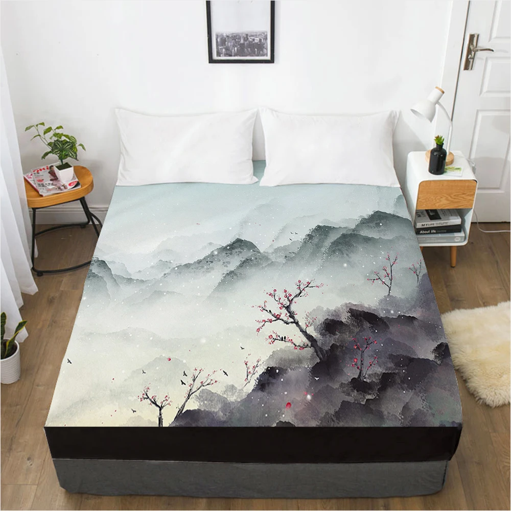 

1pc Elastic fitted sheet bed sheet With An Elastic Band Mattress Cover 160x200 Customizable size Bed cover Bedding scenery petal