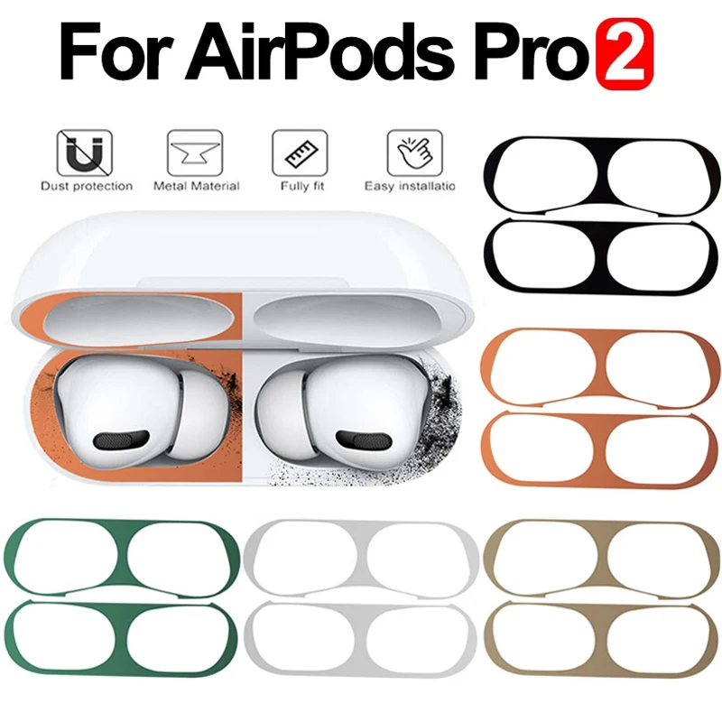 

3Pairs Metal Dust Guard Sticker for AirPods Pro 2 Case Dust-proof Protective Sticker Anti-scratch Earbuds Film for Airpods Pro 2