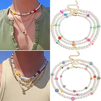 ins fashion freshwater pearl necklace for women men handmade beaded unisex pearl choker evil eye summer boho jewelry girl gifts