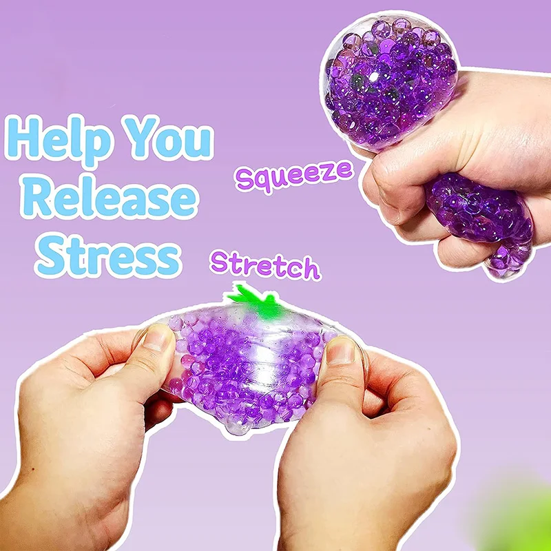 Water Beads Stress Ball Stretchy Fruit Stress Balls for Adults and Kids Gel Water Bead Filled Squeeze Ball Fun and Safe squishy enlarge
