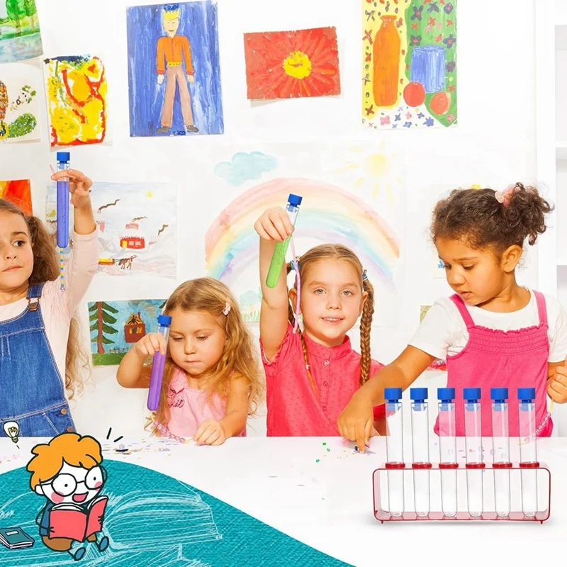 1 комплект пробирок 15X100 мм со стойкой прозрачные пластиковые пробирки с крышками